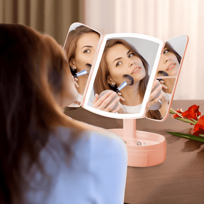 Miroir LED Pliable 3 Volets Rotatif 180°