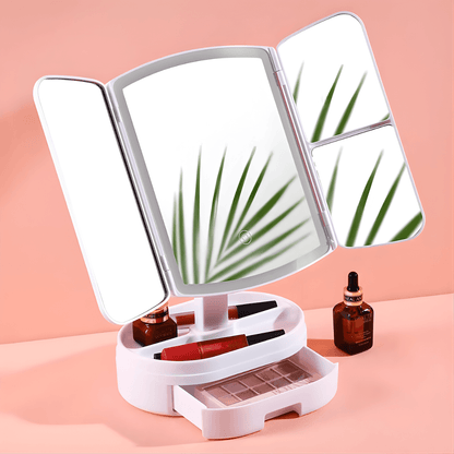 Miroir LED Pliable 3 Volets Rotatif 180°