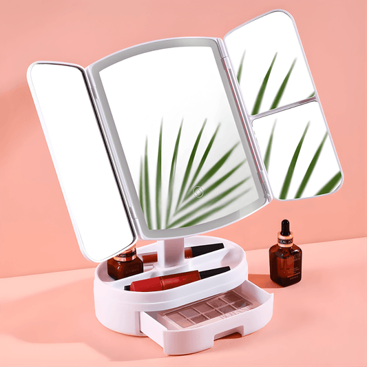 Miroir LED Pliable 3 Volets Rotatif 180°